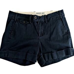 Anthropologie Paper Boy Classic Chino Navy Blue  Rolled Cuffed Shorts Sz 10